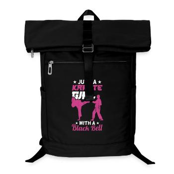 Karate girl with black belt - Laptop Backpack - black - Front