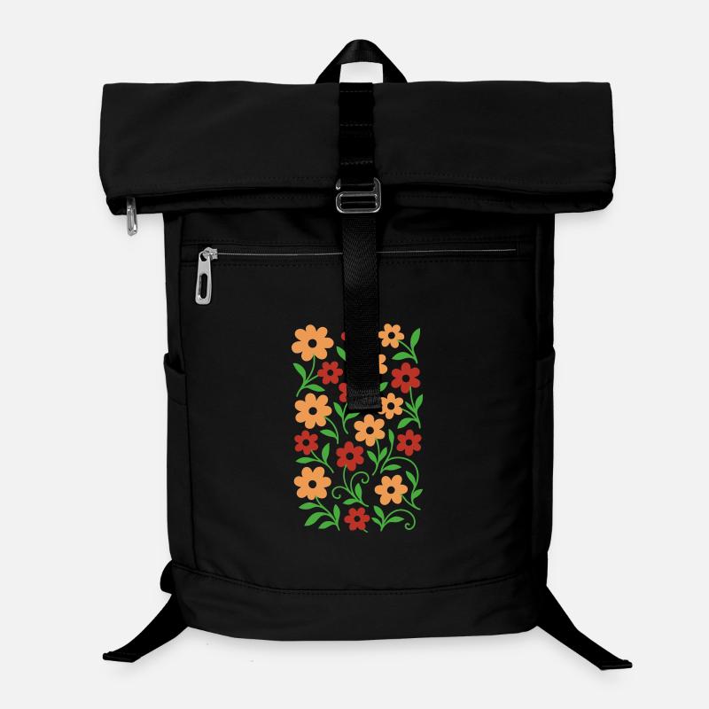 Retro Boho Blumenmuster - Herbsttöne Blumen Laptop-Rucksack 