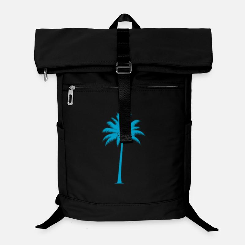 Tropical palm tree in blue tone Laptop Backpack