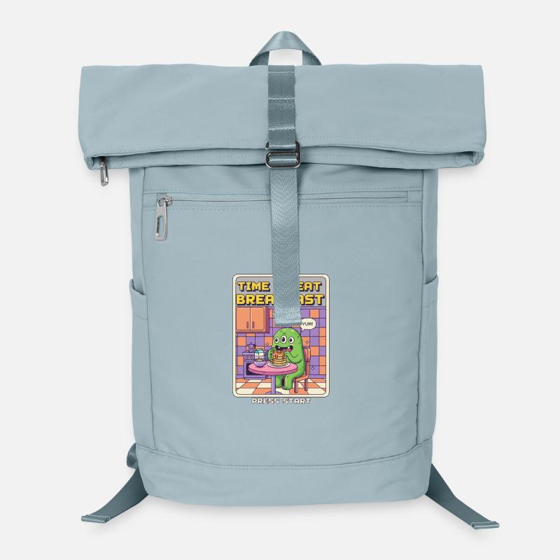 Time To Eat Breakfast Monster Retro Pixel Gaming Laptop Backpack