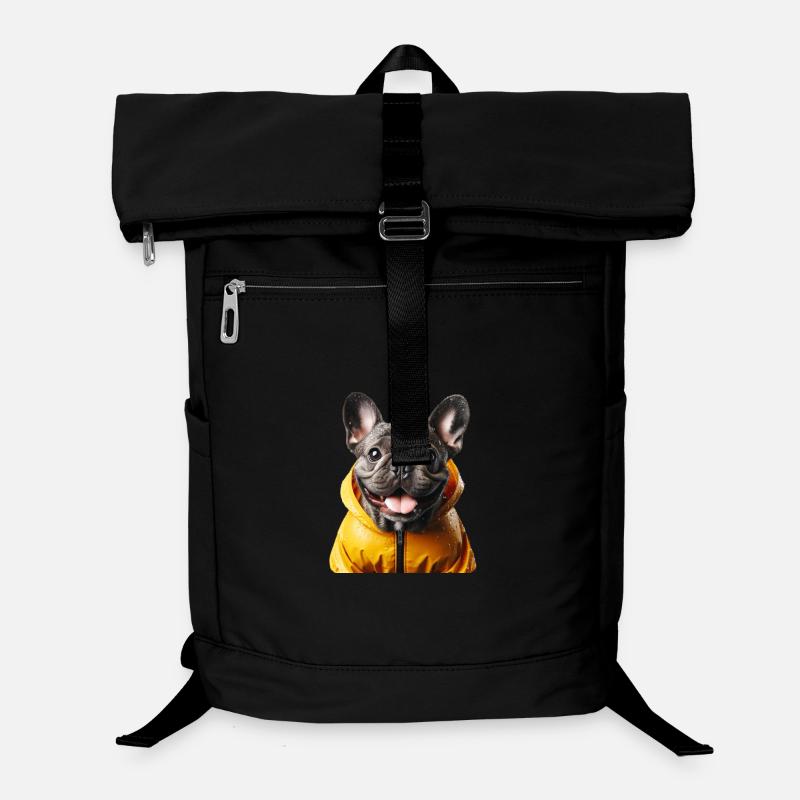 Joyeux bouledogue français en imperméable Sac à dos ordinateur