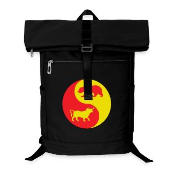 Yin Yang Stier und Roter und Gelber Bär - Laptop-Rucksack  - Schwarz - Vorne