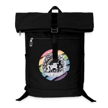 Niedliches Einhorn Regenbogen Scherenschnitt - Laptop-Rucksack  - Schwarz - Vorne