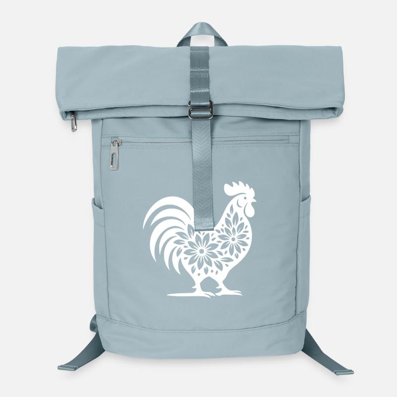 Floral Folk Rooster Design Laptop Backpack