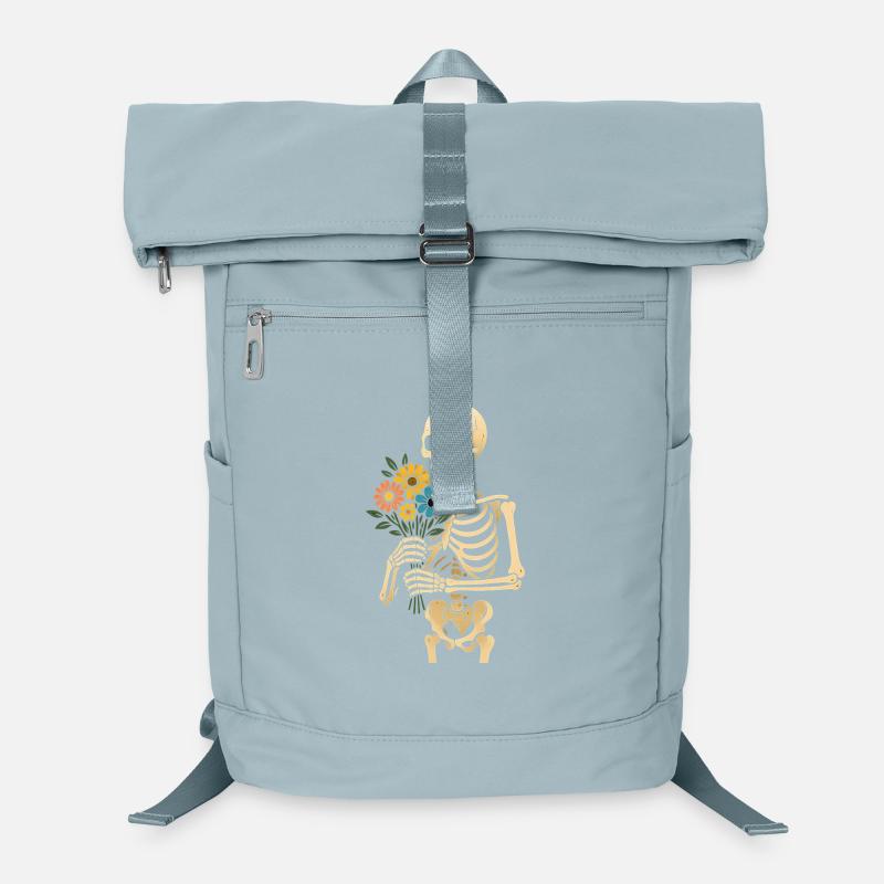 Squelette avec bouquet de fleurs Sac à dos ordinateur