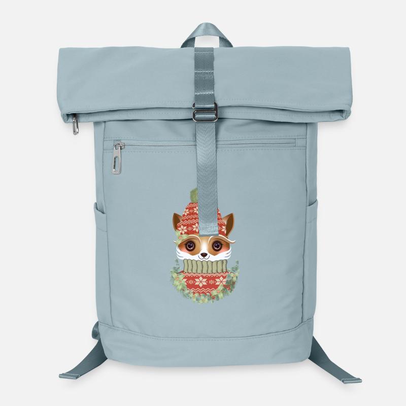 niedlicher Fuchs mit Pullover,Bommelmütze & Kranz Laptop-Rucksack 
