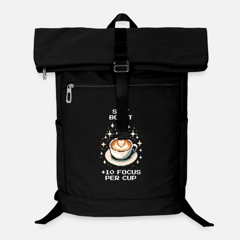 Stat Boost: +10 Focus per Cup | Coffee - Laptop Backpack - black