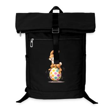 Happy Easter bunny on colorful bouncy Easter egg - Laptop Backpack - black - Front