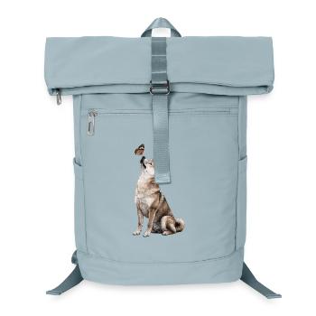 Wolf Dog with Butterfly Motif - Laptop Backpack - ice blue - Front