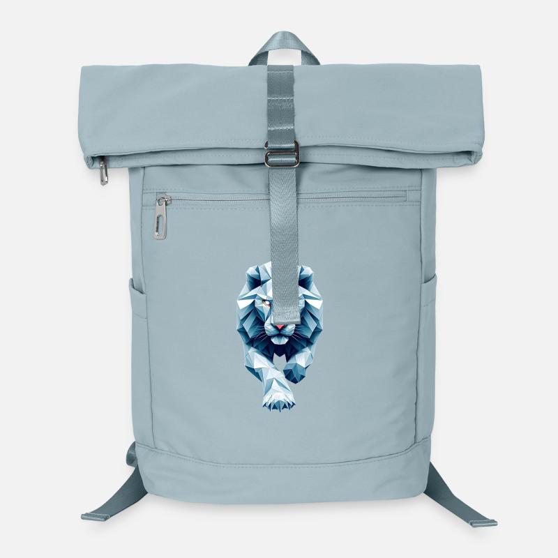 Blau Weiß Löwengesicht Origami Geometrisch 3D Laptop-Rucksack 