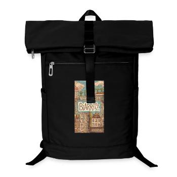 Biarritz Meer Retro Illustration Frankreich Stadt - Laptop-Rucksack  - Schwarz - Vorne