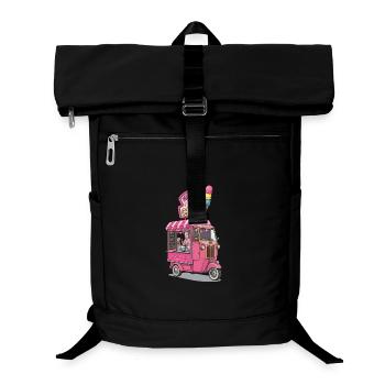 Vintage-Pink-Gelato-Truck - Laptop-Rucksack  - Schwarz - Vorne