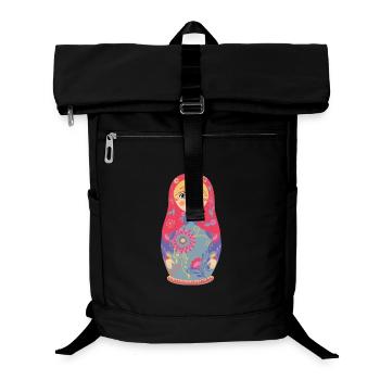 Folkartige Matrjoschka / Matryoshka / Matreschka - Laptop-Rucksack  - Schwarz - Vorne