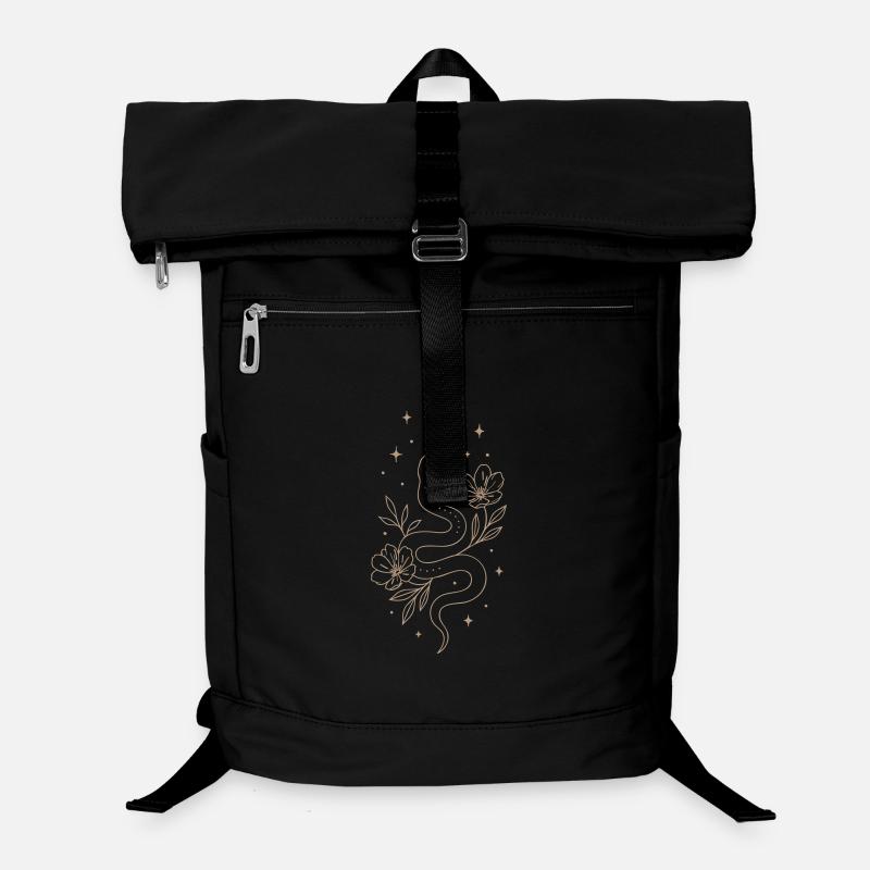Mystic Snake Floral Line Art Laptop Backpack