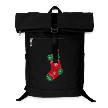 Bestickter Weihnachtsstrumpf – gemütliches Weihnachten (bedruckt) - Laptop-Rucksack  - Schwarz - Vorne