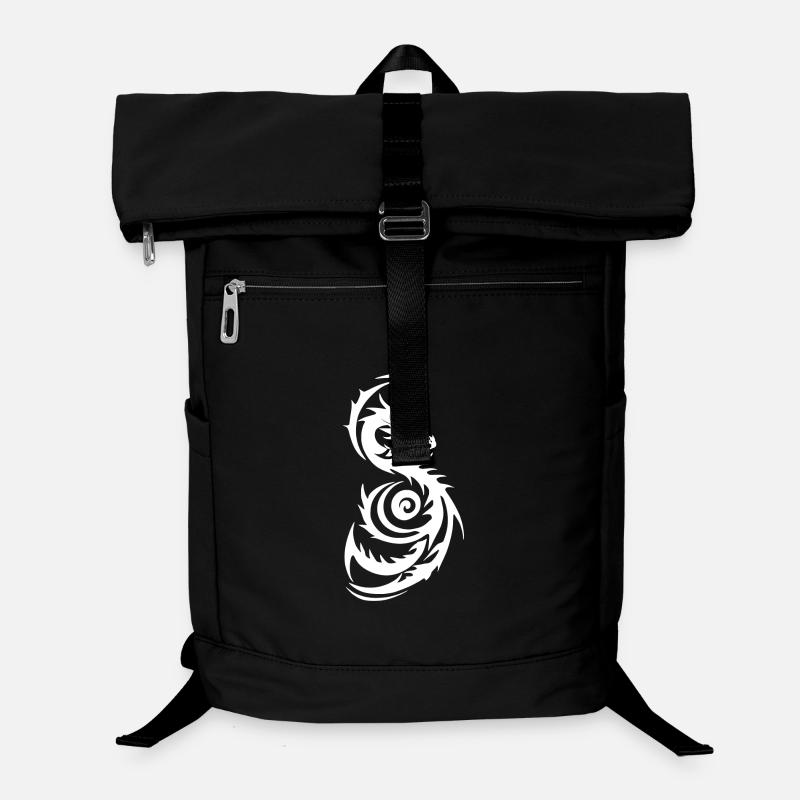 White Tribal Fantasy Dragon - Laptop Backpack - black