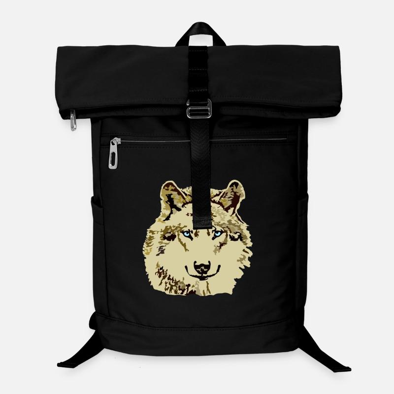 Wolf braun blaue Augen Laptop-Rucksack 