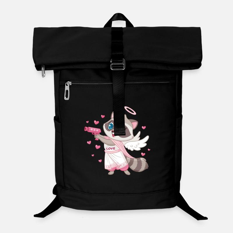 Cupid Raccoon Angel with Wings Laptop Backpack