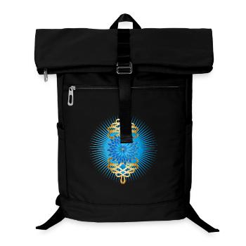 Goldbroschen Motiv mit strahlend blauer Kornblume - Laptop-Rucksack  - Schwarz - Vorne
