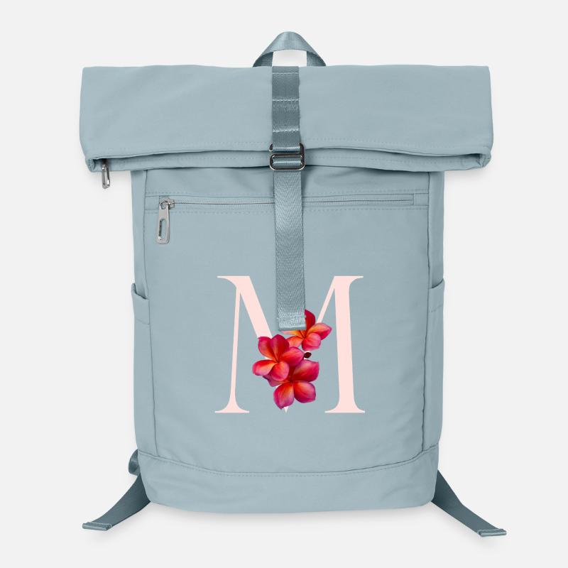 Monogramm M mit Pinker Blüte Laptop-Rucksack 