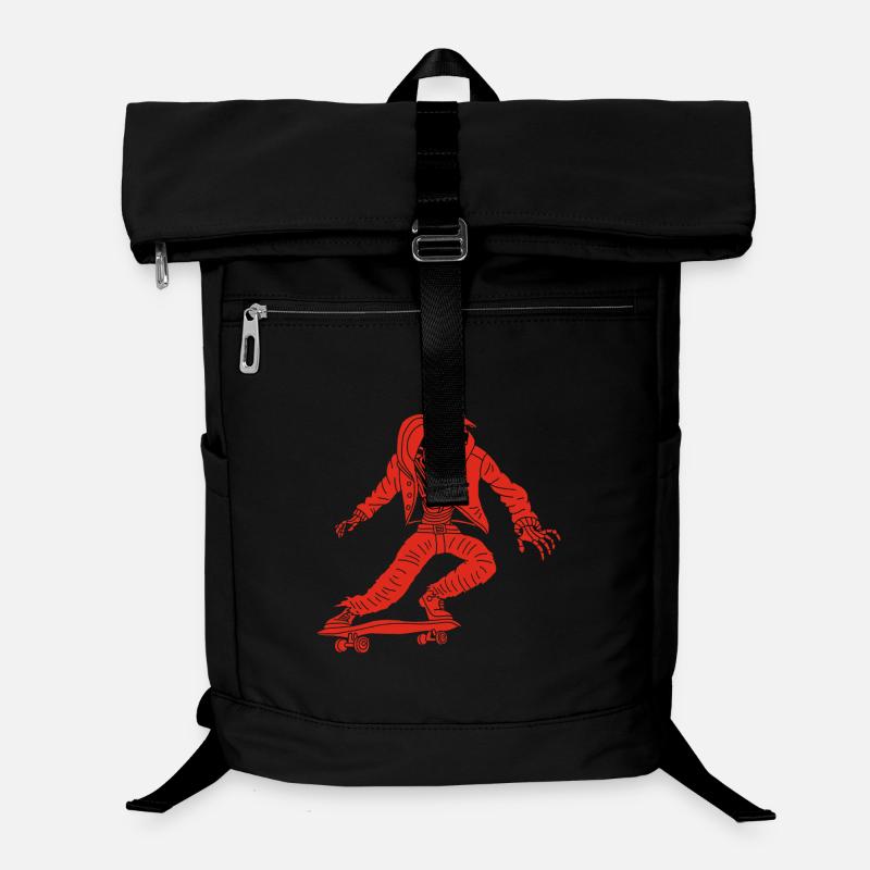 Red Skeleton on Skateboard Laptop Backpack