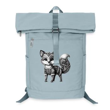 kunstvoll gestalteter Fuchs in schwarz-weiß - Laptop-Rucksack  - Eisblau - Vorne