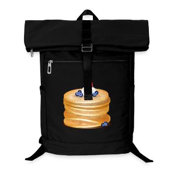 Goldbraune Pancakes mit Beeren und Sahne Motiv - Laptop-Rucksack  - Schwarz - Vorne