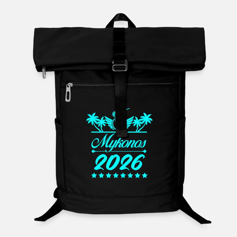 Mykonos 2026 Neon Palmen Design Laptop-Rucksack 