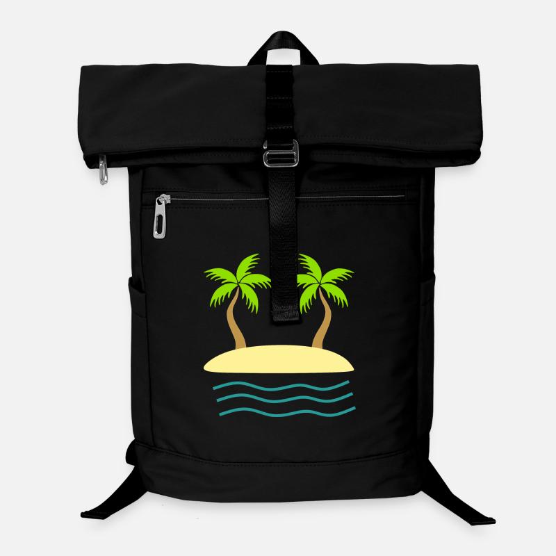 Palm tree green island sea Laptop Backpack