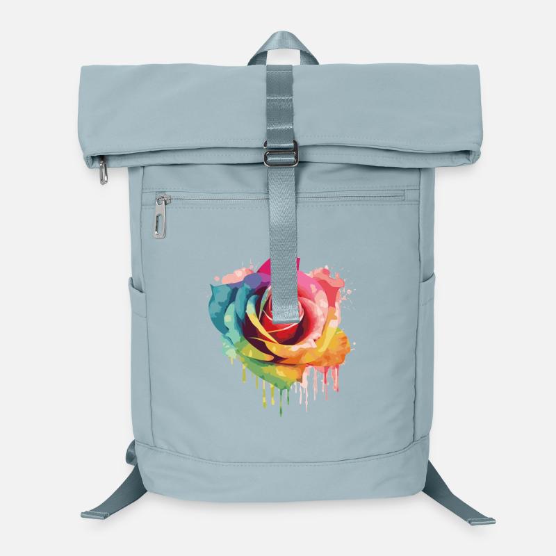 Rainbow Watercolor Rose Laptop Backpack