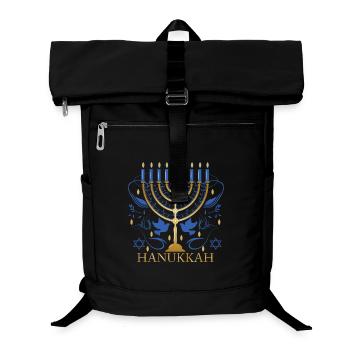 gold-colored Hanukkah candlestick with two doves - Laptop Backpack - black - Front
