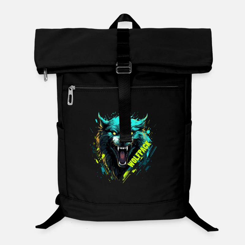 Neon Wolf Mask Laptop Backpack