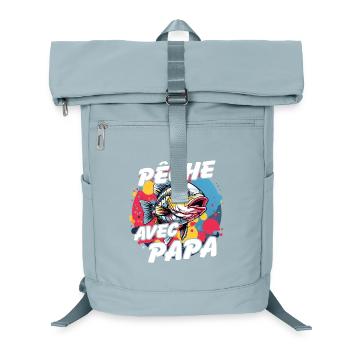 Pêcher avec papa. Motif de pêche coloré - Sac à dos ordinateur - bleu glacier - Devant