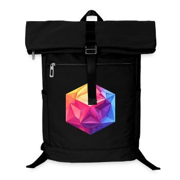 Geometrischer W20 Würfel – Buntes RPG Design - Laptop-Rucksack  - Schwarz - Vorne
