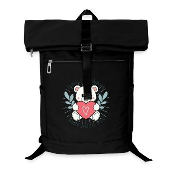 Süße Bär mit Herz und Botschaft - Laptop-Rucksack  - Schwarz - Vorne