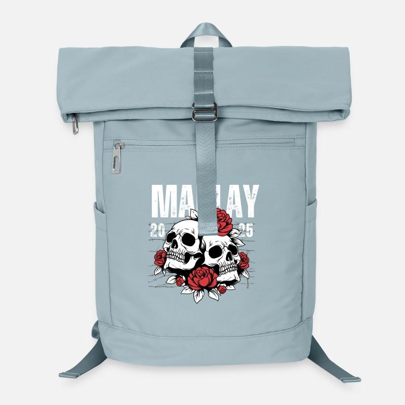 Skeleton Skull with Roses and Memorial Theme Laptop Backpack