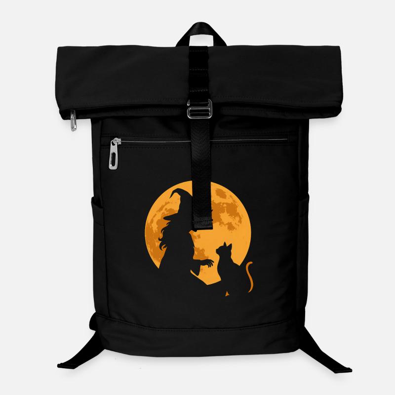 Sorcière et chat au clair de lune Sac à dos ordinateur