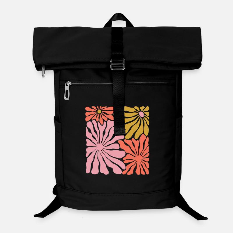 Motif Pop Art des Fleurs de Printemps - Sac à dos ordinateur - noir