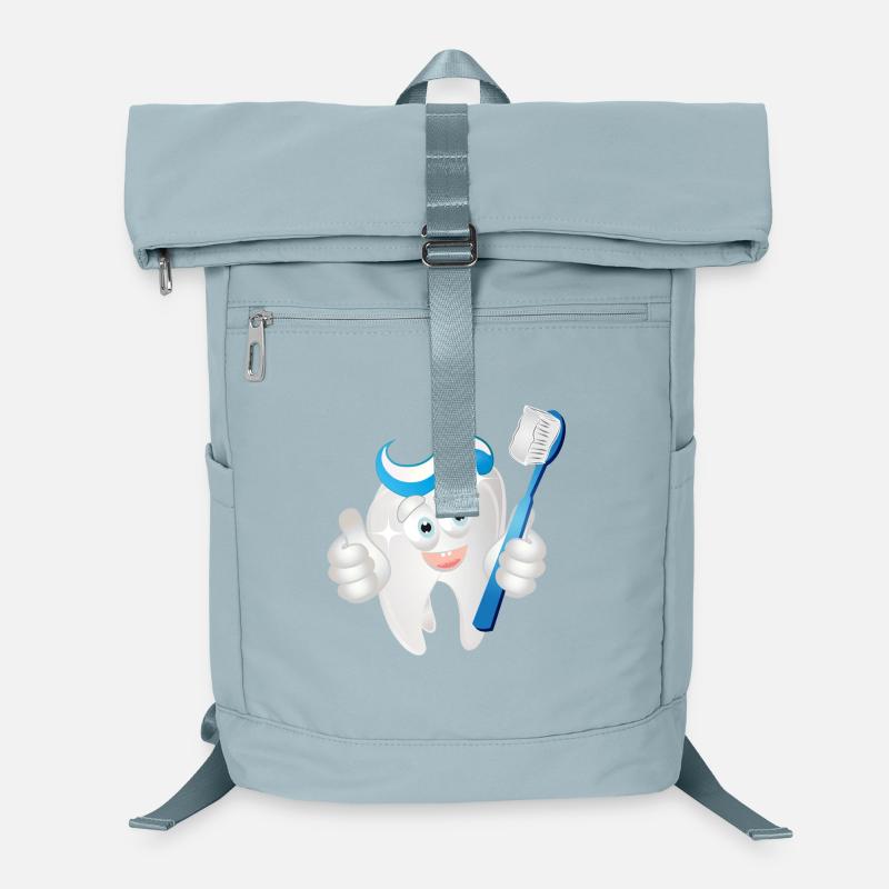 strahlender weißer Zahn mit Zahncreme als Comic Laptop-Rucksack 