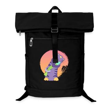 Kuschelkater umarmt Fischfreund Katze frech Manga - Laptop-Rucksack  - Schwarz - Vorne