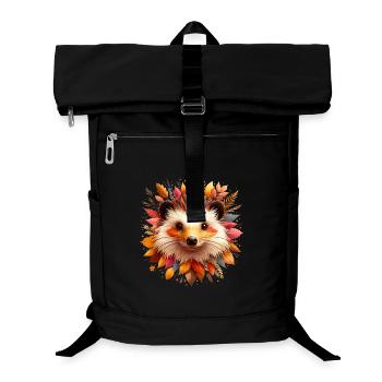 schöner Igel, gestaltet aus verschiedenen Blättern - Laptop-Rucksack  - Schwarz - Vorne