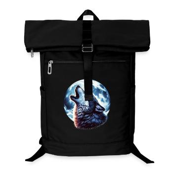 Wolf heult den Vollmond an - Laptop-Rucksack  - Schwarz - Vorne