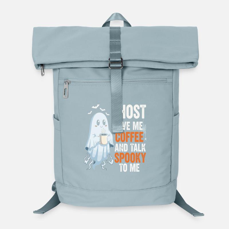 Spooky Ghost with Coffee Illustration Laptop Backpack