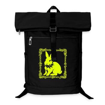 Neon yellow bunny in baroque frame - Laptop Backpack - black - Front