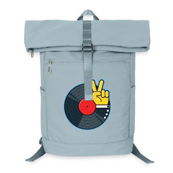 Vinyl Album with Hand Showing Peace Sign - Laptop Backpack - ice blue - Front