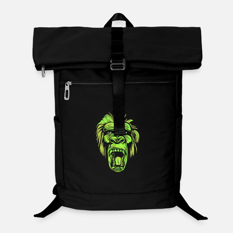 Tête de gorille hurlante dans le style néon Sac à dos ordinateur