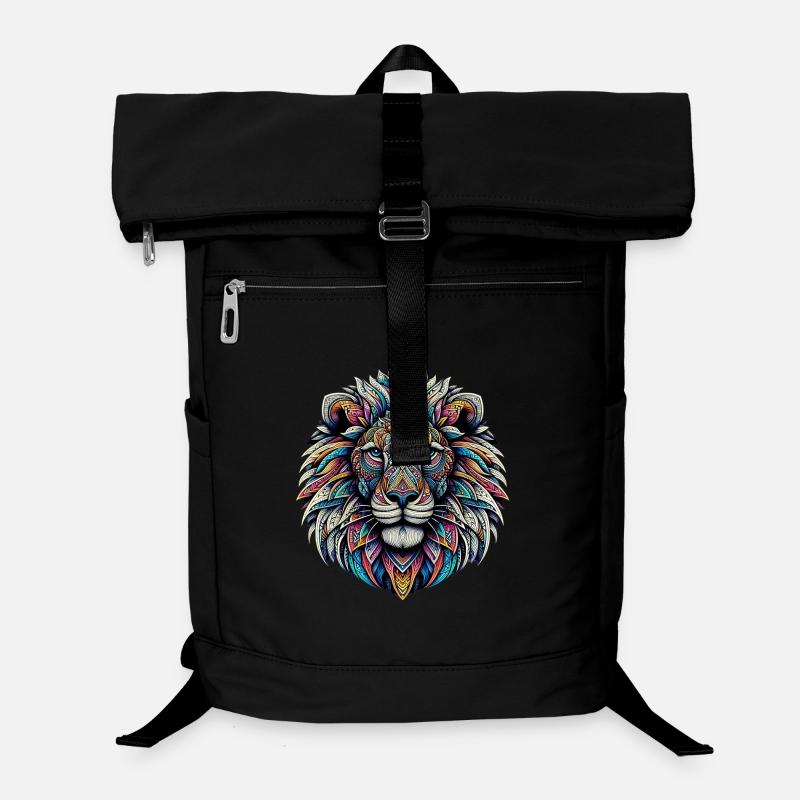 Lion décoré de mandalas Sac à dos ordinateur