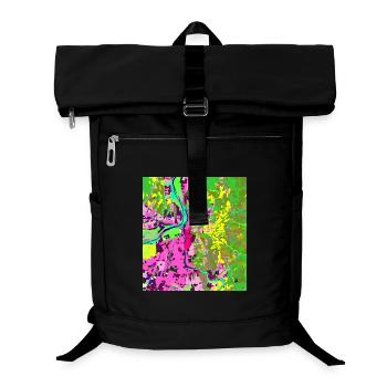 Neonfarbene Stadt-Vibes - Laptop-Rucksack  - Schwarz - Vorne