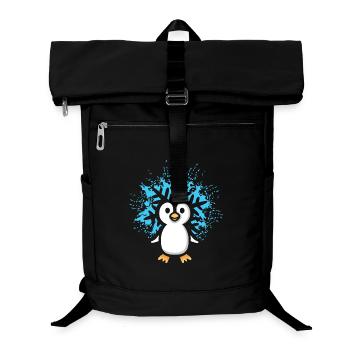 Penguin with Snowflake Cartoon - Laptop Backpack - black - Front