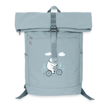 Polar bear on a bike in the gentle landscape - Laptop Backpack - ice blue - Front